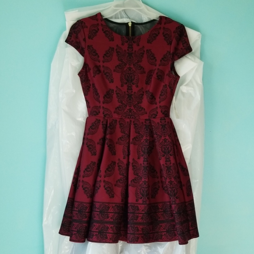 Wine/Black Skater Dress Size 5/6